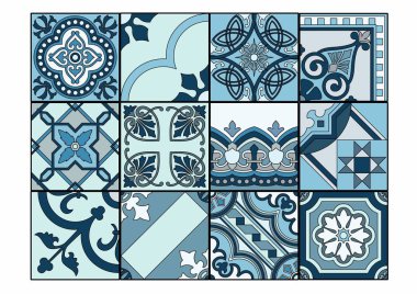 Patchwork mavi tonlarında