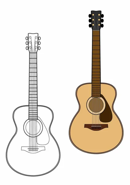 Ilustración Vectorial Una Guitarra Acústica Archivo Eps — Archivo Imágenes Vectoriales