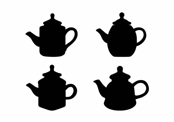 Bir Gölge Çaydanlıklar Koleksiyonu Vektör — Stok Vektör