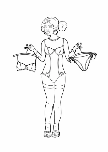 Vektorillustration Der Zeichnung Einer Frau Mit Ihrer Kleidung — Stockvektor