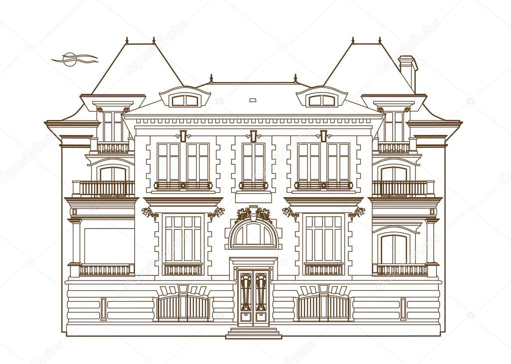 Vector illustration of a mansion, EPS 8 file
