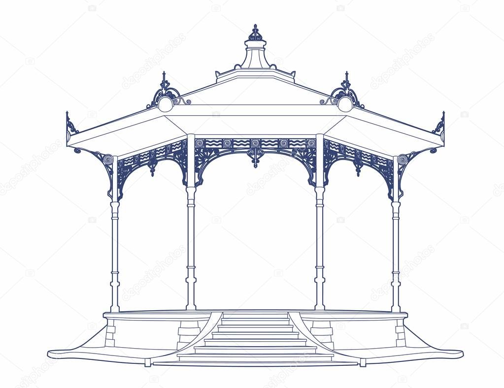 Vector illustration of a blue bandstand, EPS 10 file