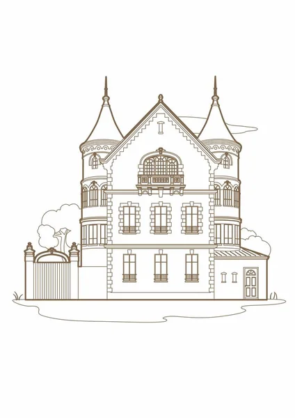 Vectorillustratie Van Een Bruin Kasteel Bestand Eps — Stockvector