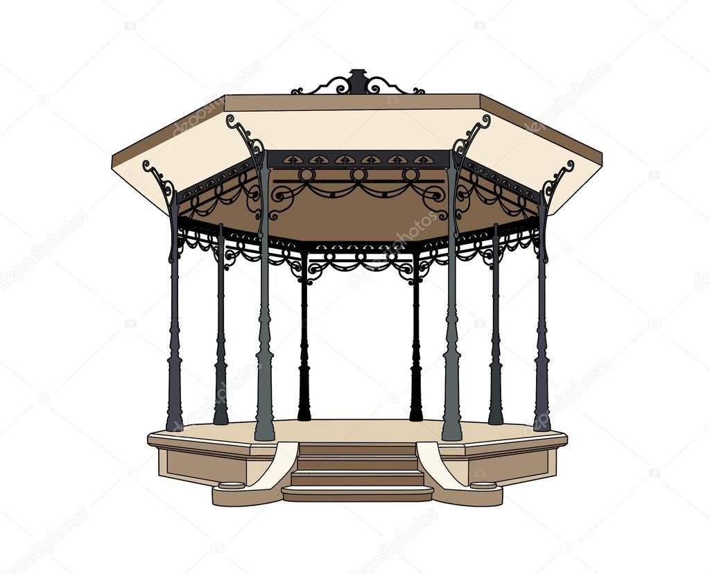 Vector illustration of a bandstand 1900, EPS 8 file