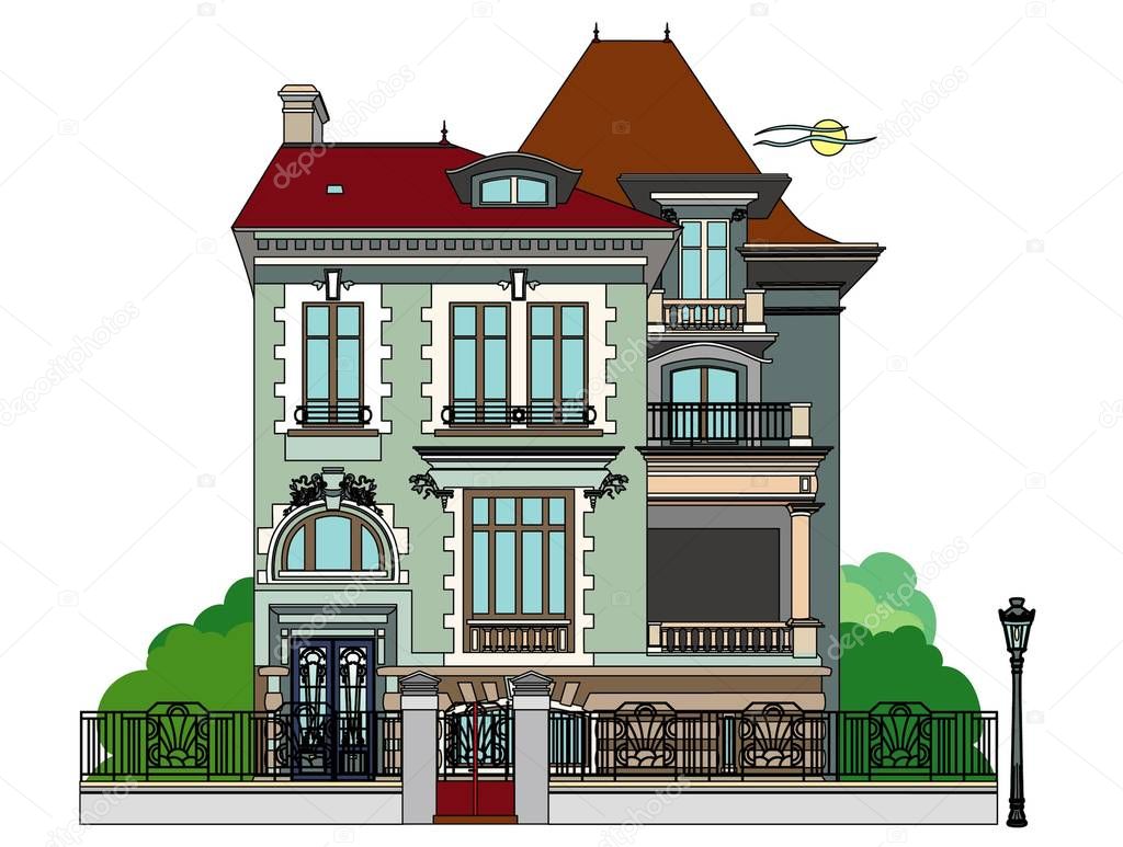 Vector illustration of a mansion, EPS 8 file