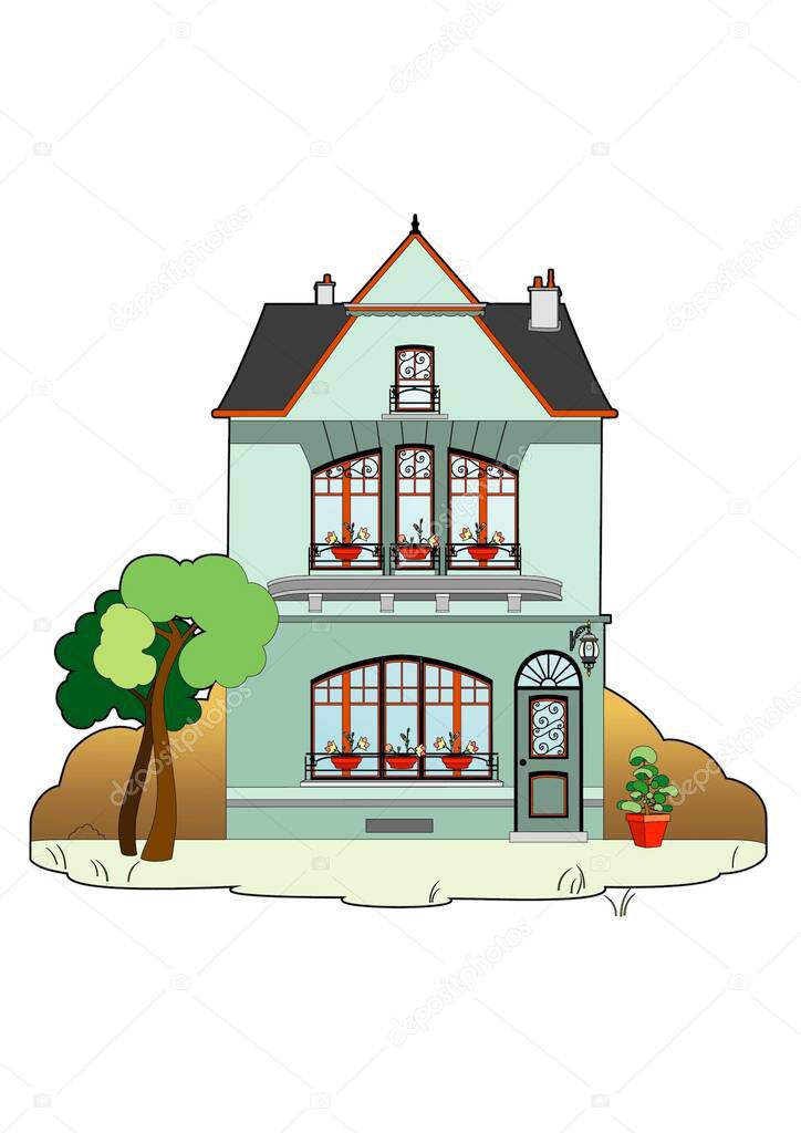 Vector illustration of a beautiful house, EPS 10 file