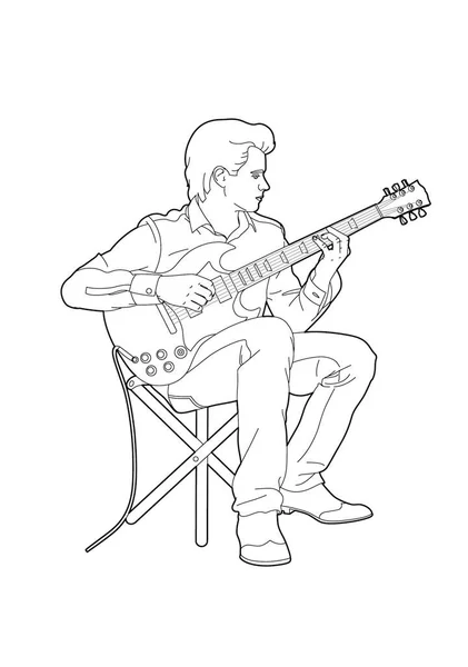 Ilustración Vectorial Joven Con Guitarra Eléctrica Archivo Eps — Archivo Imágenes Vectoriales