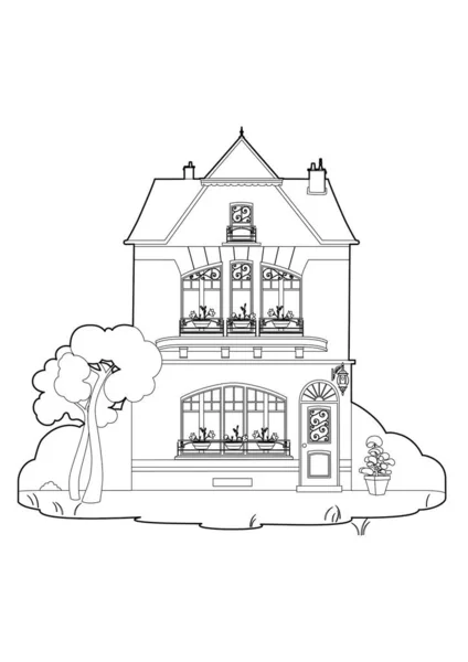 Vektor Illusztráció Egy Gyönyörű Ház Eps Fájl — Stock Vector