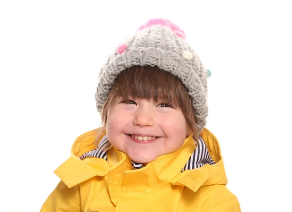 Двухлетняя девочка в зимнем наряде — стоковое фото