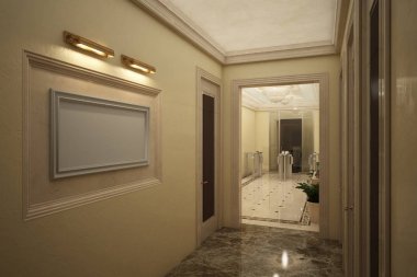 Klasik bir style_angle_010 vanilya resepsiyonda (render)