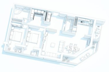 apartament plan_angle05 3D render