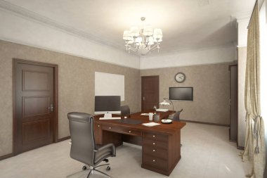 Şefin ofisi ile geri kalan room_angle004 (render)