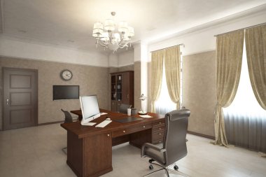 Şefin ofisi ile geri kalan room_angle003 (render)
