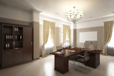 Şefin ofisi ile geri kalan room_angle002 (render)