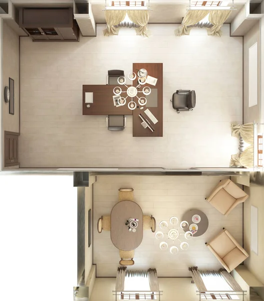 나머지 room_angle_top_01와 수석의 사무실 (렌더링) — 스톡 사진