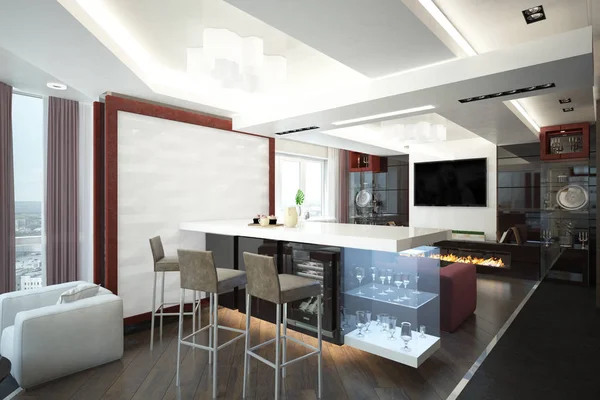 Stylowy apartament z nowoczesnym design_angle00 (renderowania) — Zdjęcie stockowe