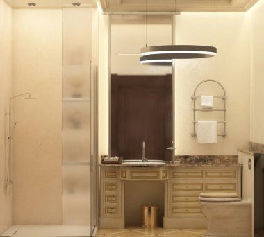  Bir banyo mermer duvarlar (render) angle_001 ile iç