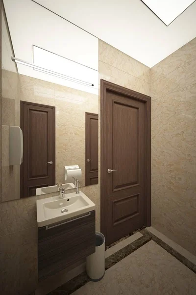Wnętrz publicznych budynku toalety (render) angle_003 — Zdjęcie stockowe