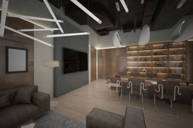 Modern bir skyscraper_angle003 ofiste (render)