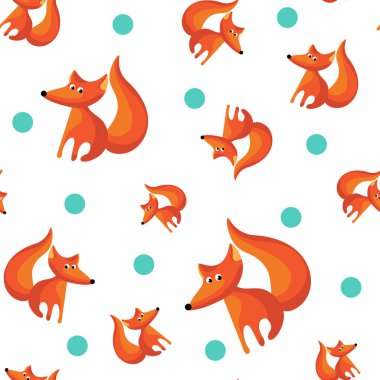 Seamless modeli. Fox. Resimde beyaz arka plan üzerinde