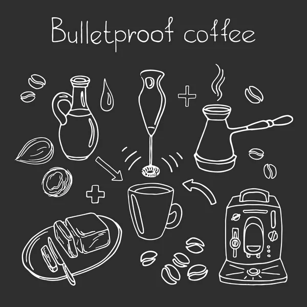 Kurşun geçirmez kahve. Ayarlayın. Vektör çizimi