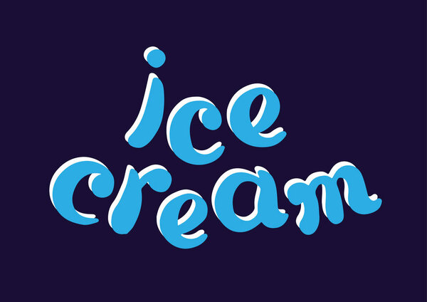 Color symbol with a word ice cream. Lettering. Vector art. 