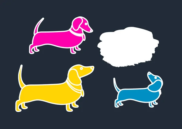 Color template of silhouettes of dachshunds. Vector illustration, background. — Stock Vector