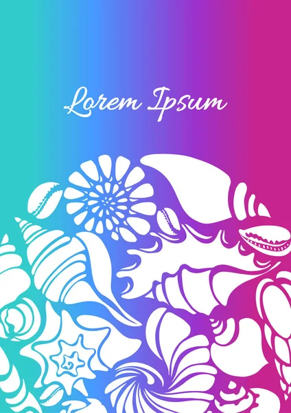 Deniz kabuklarını siluetleri renk şablonu. Denizaltı dünya. Vektör