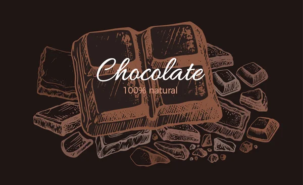 Chocolate. Plantilla vectorial. Fondo vintage — Vector de stock