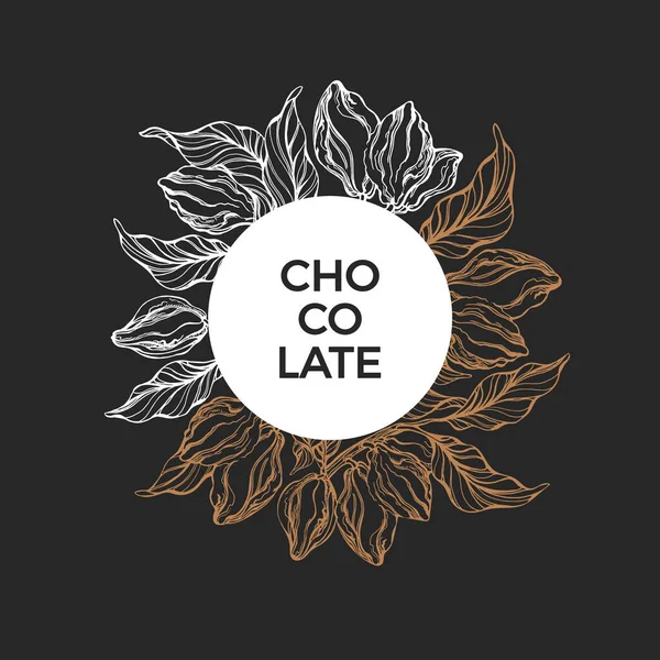 Cocoa Symbol Natural Chocolate Vector Nature Design Circle Art Hand — Stock Vector