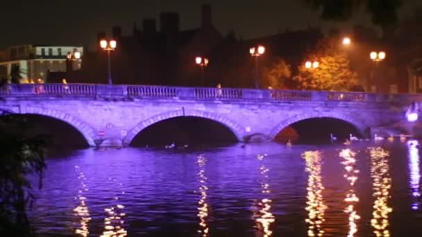 Bridge in Bedford at night — Stock Video