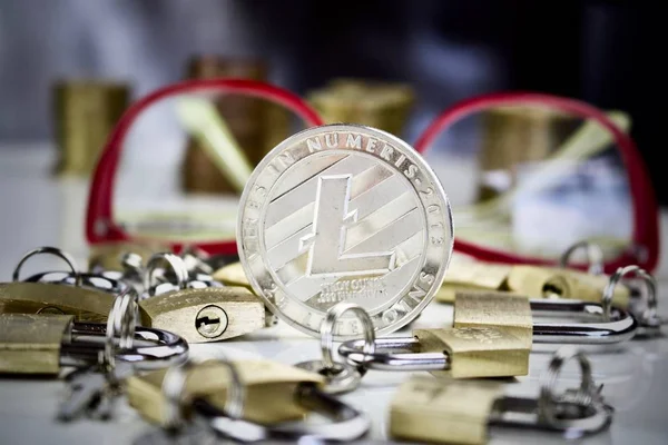 Moneda Litecoin plata — Foto de Stock