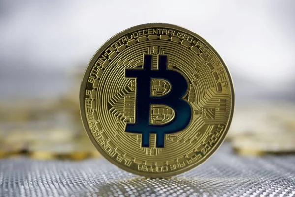 Značka Blue bitcoin — Stock fotografie