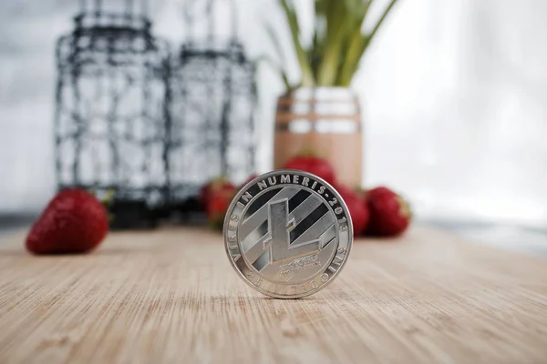 Moneda Litecoin plata — Foto de Stock