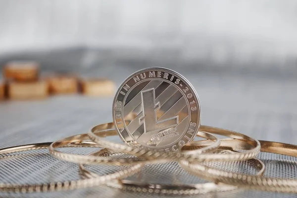 Moneda digital Litecoin plata — Foto de Stock