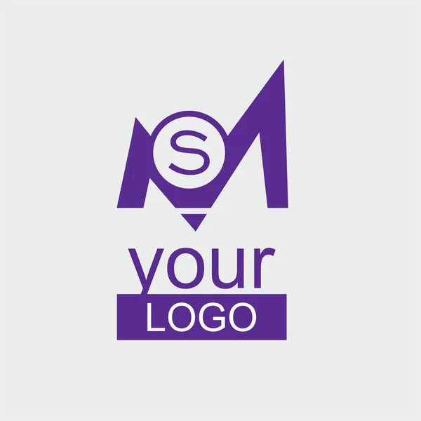 MS Logo inicial violeta . — Vector de stock