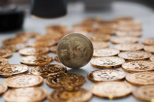 Zlatá mince Litecoin — Stock fotografie
