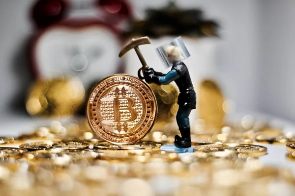 Bitcoin монета гроші — стокове фото