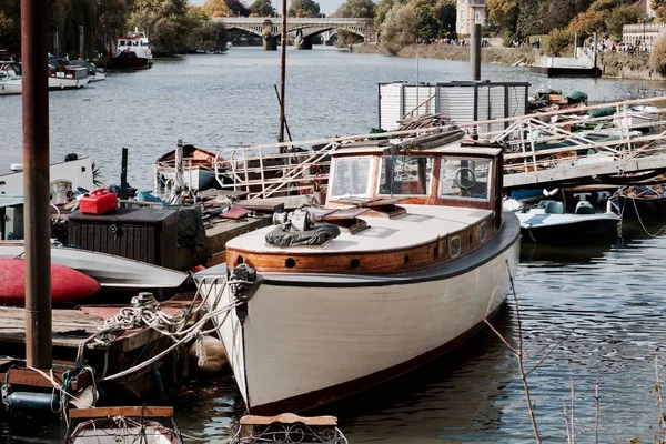 Large yacht on the river — Stock Photo, Image