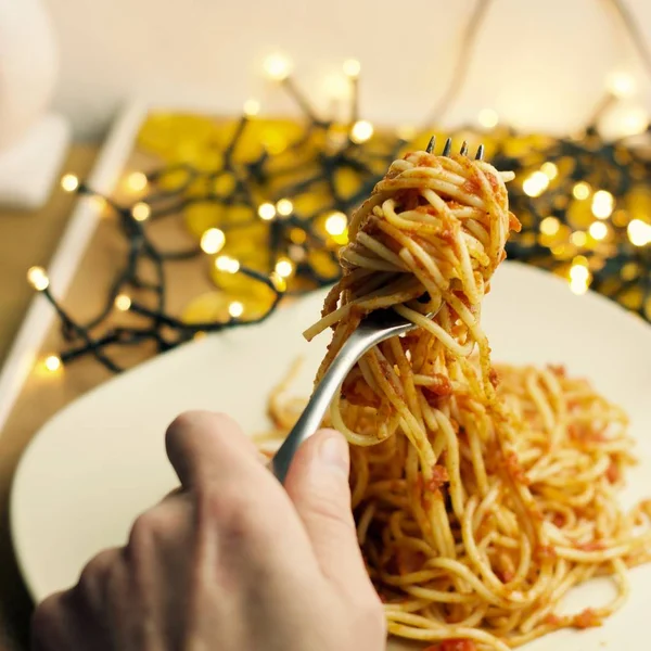 Pasta on a fork — Stock Photo, Image