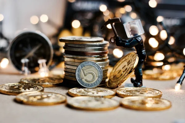 Bitcoin minería de Navidad —  Fotos de Stock