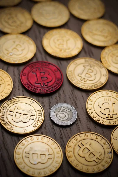 Bitcoin gold coins — Stock Photo, Image