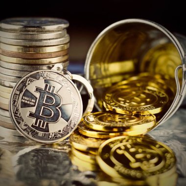 Bitcoin para. Cryptocurrency kavramı.