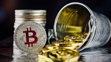 Bitcoin para. Cryptocurrency kavramı.