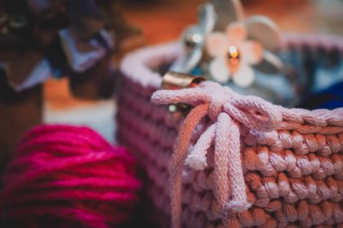 El yapımı tığ işi el işi. Yün El Yapımı Dekorasyonu.