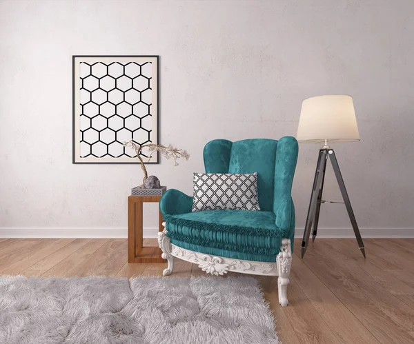 Zimmer mit Stuhl und Gestell — Stockfoto