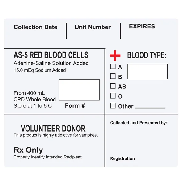 Etiqueta para un recipiente con sangre — Archivo Imágenes Vectoriales