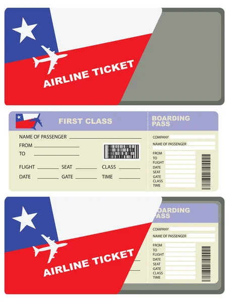 Billete para un vuelo a Chile — Vector de stock
