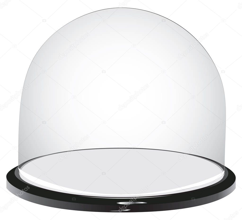 Glass display dome with plastic base