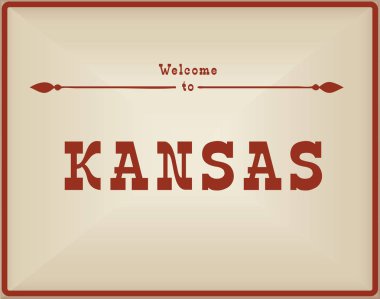 Vintage kartı Kansas hoş geldiniz